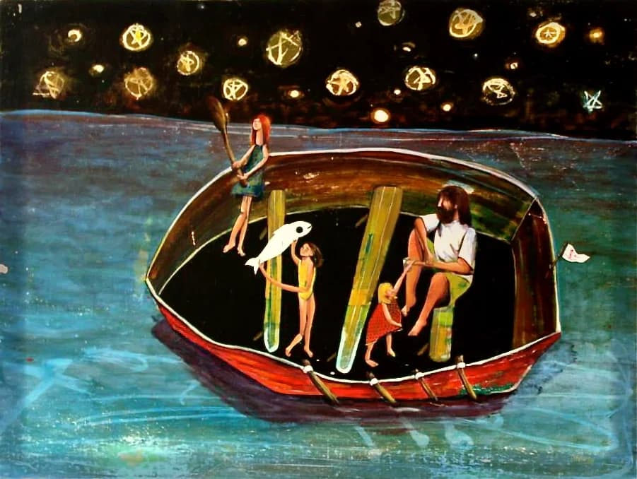 astronomy lessons — Acrylic on recycled giclee