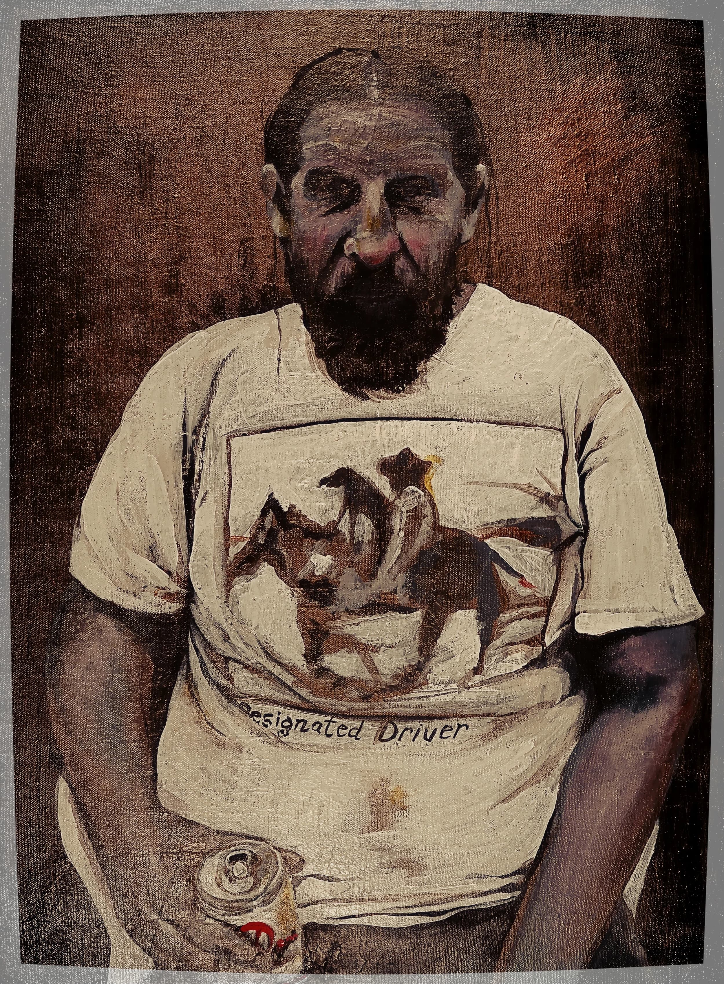 Dad — Acrylic on re-purposed canvas