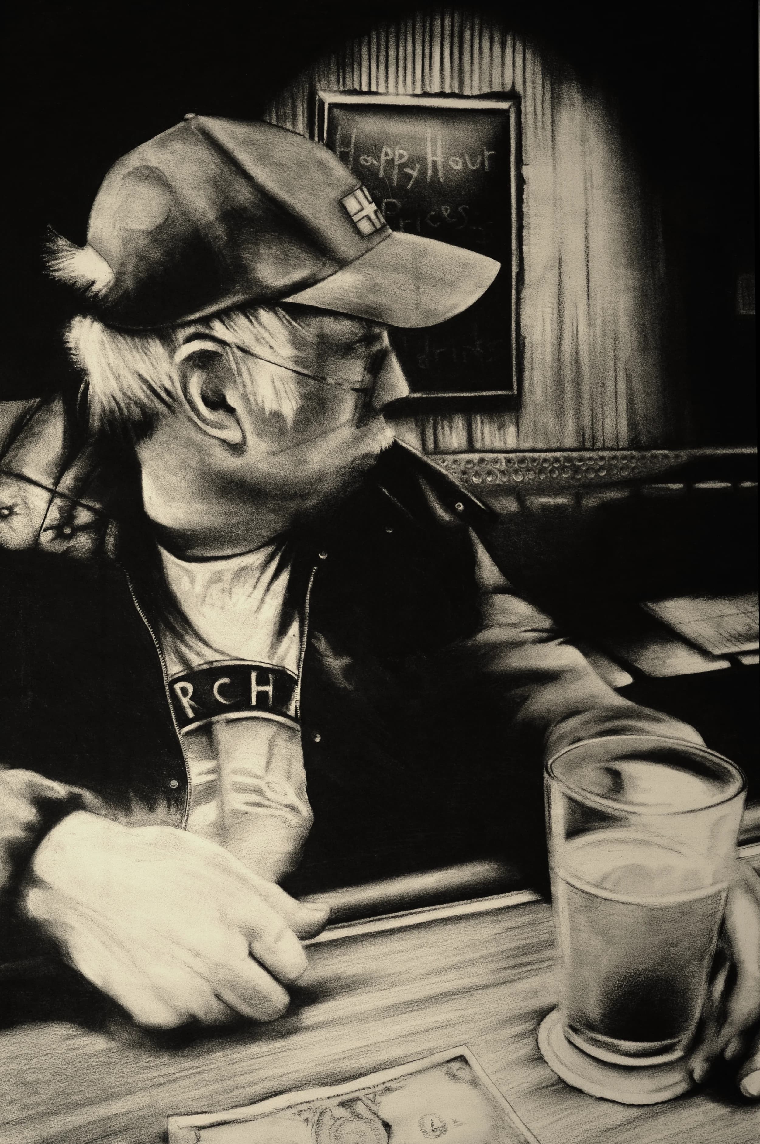 Happy Hour — Charcoal on paper