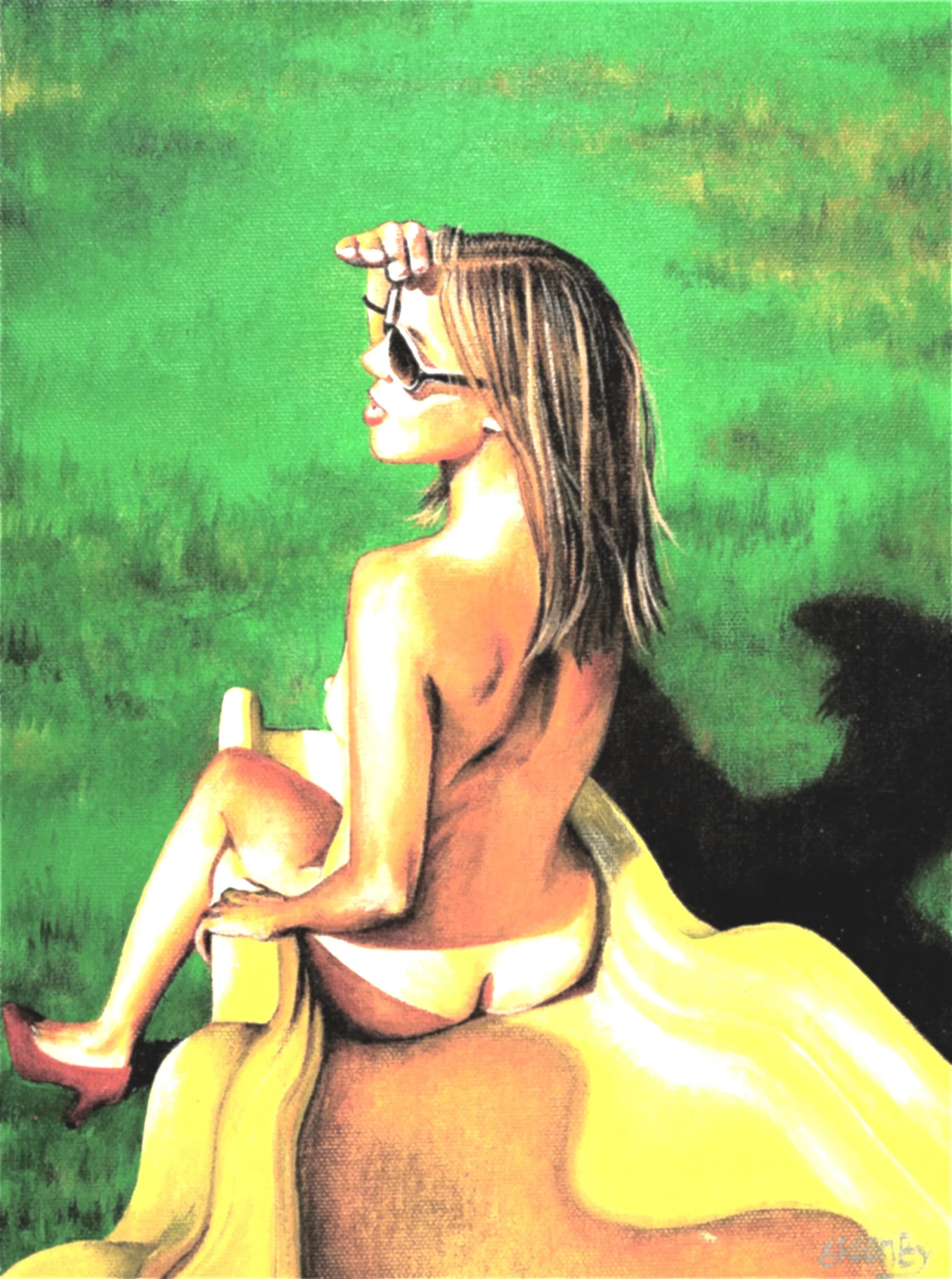 Red Heels, Yellow Slide — Acrylic on canvas