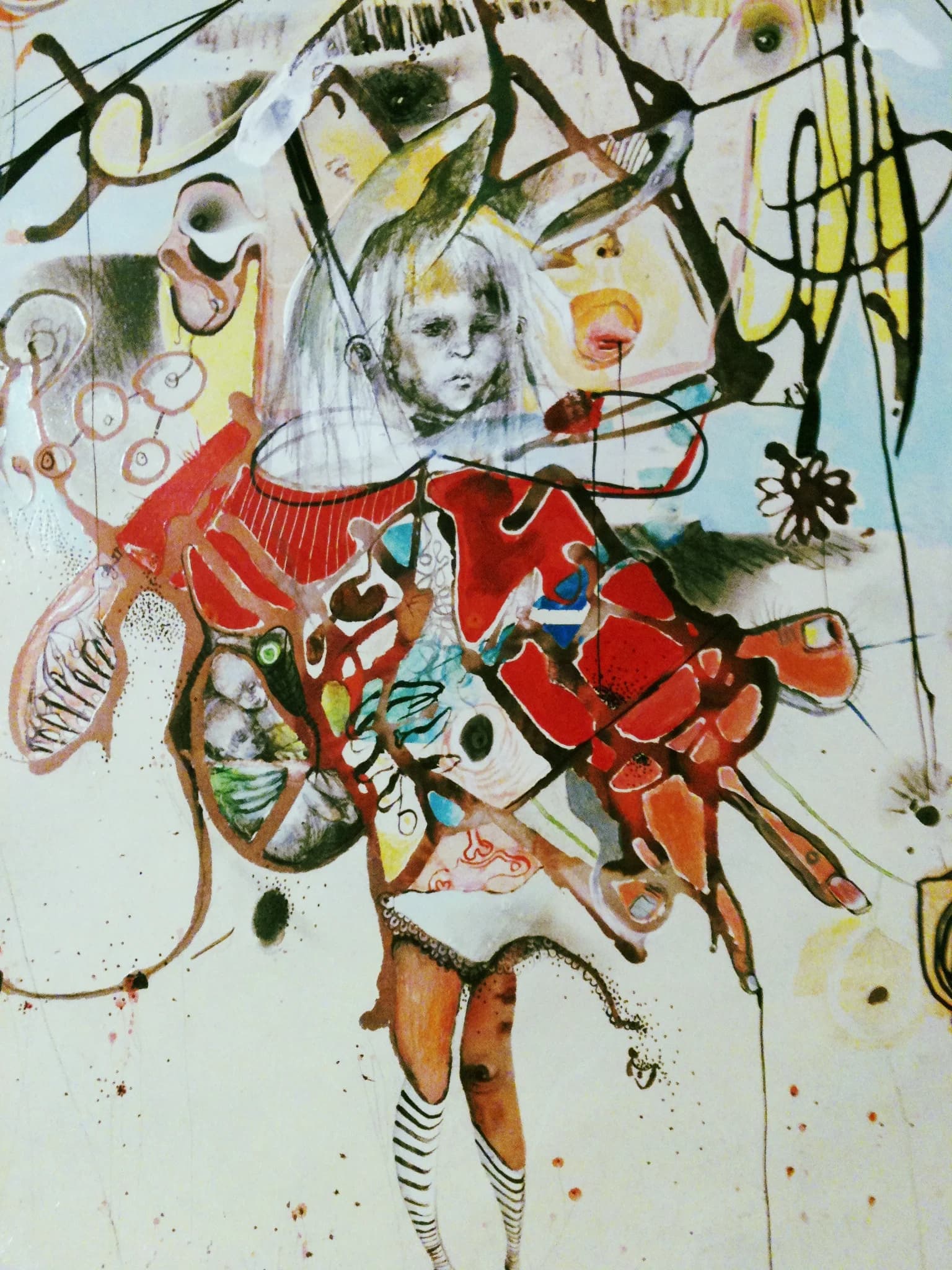 Self Portrait — Acrylic, spray paint, ink on photograph