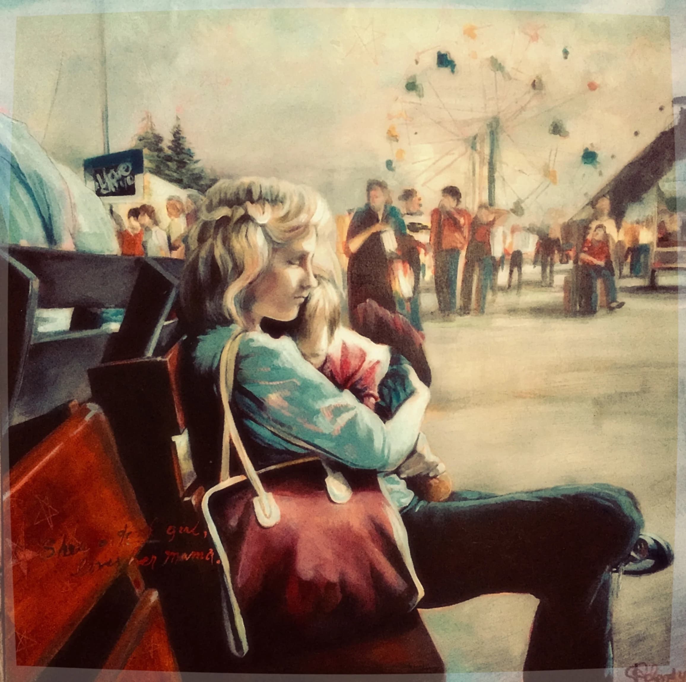 She's a Good Girl — Acrylic and ink on panel