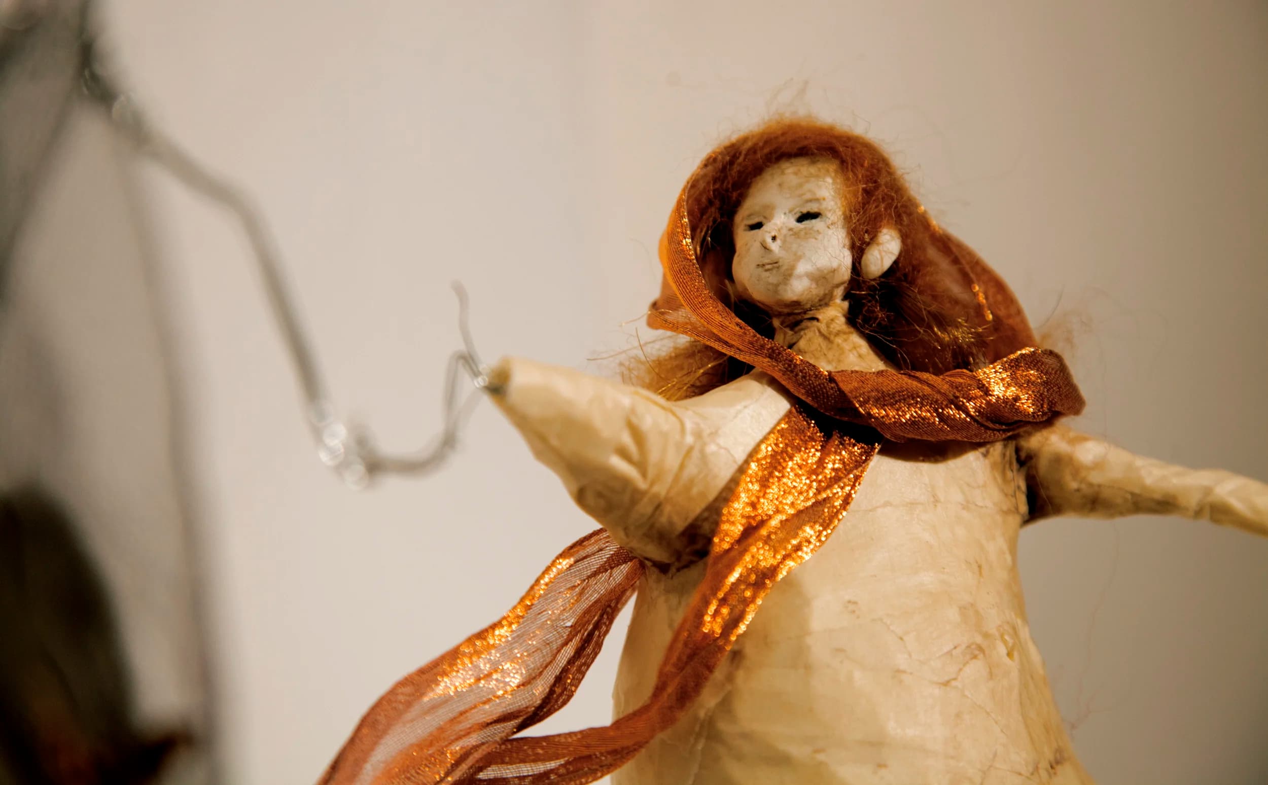 untitled, detail — Masking tape, ceramic, wire, acrylic, fibers